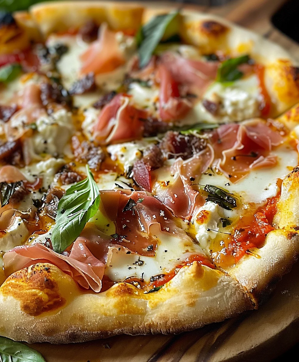 Unwiderstehliche Weiße Pizza mit Rinderschinken & Scharfem Honig