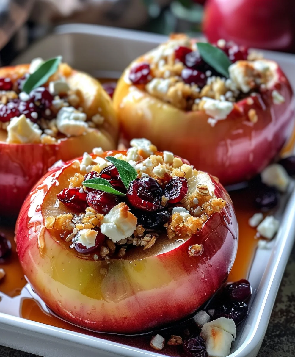 Himmlische Gebackene Äpfel mit Feta, Honig und Cranberries