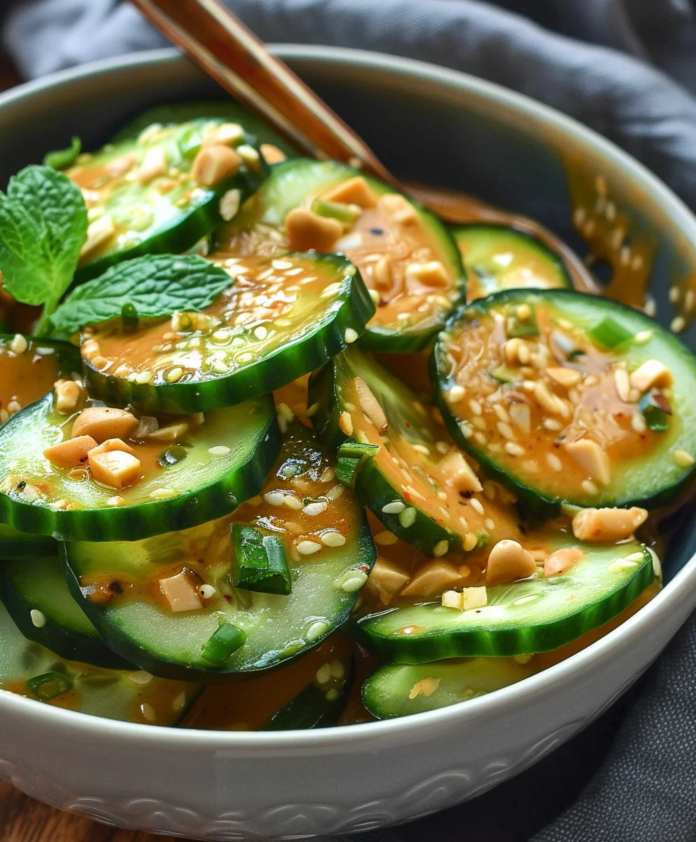 Gurken in scharfer Erdnusssauce