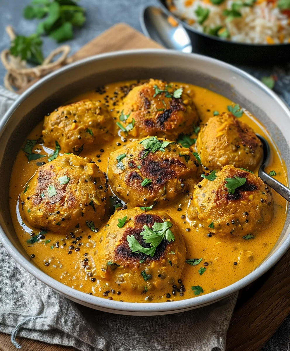 Vegane Linsenknödel in cremiger Curry Sauce – Rezept