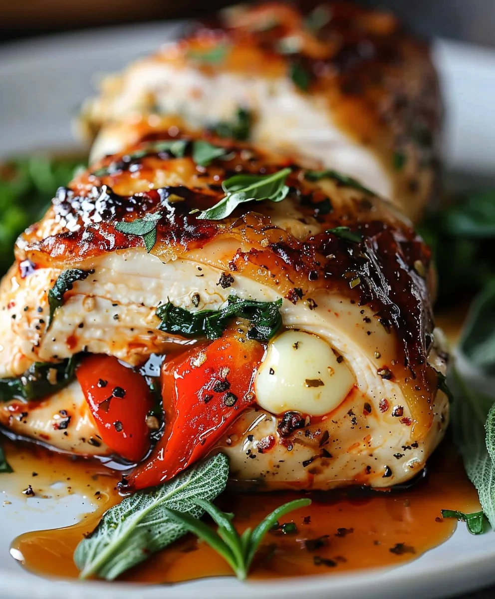 Gefüllte Hähnchenbrust: Geröstete Paprika & Mozzarella Traum