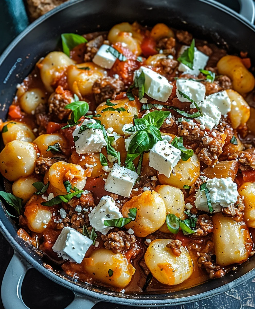 One Pot Gnocchi mit Hackfleisch & Feta: Schnell, einfach, cremig!
