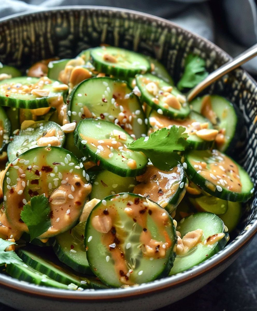 Gurken in scharfer Erdnusssauce: Einfach, frisch, lecker!