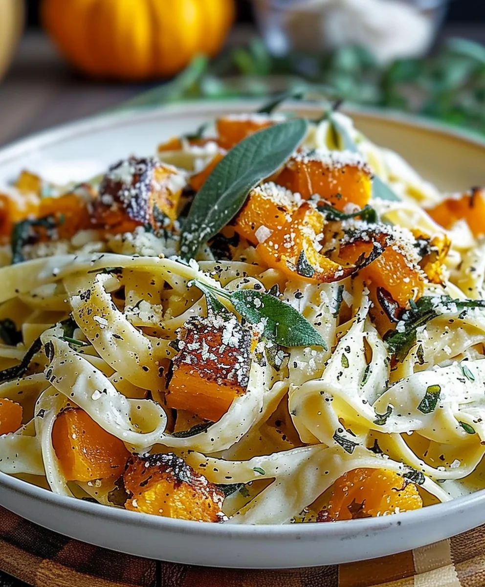 Herzhafte Butternusskürbis-Salbei-Pasta