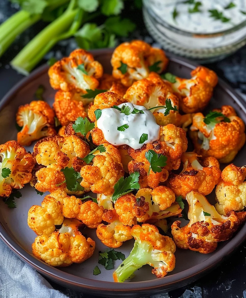 Knuspriger Buffalo Blumenkohl: Heißluftfritteuse Rezept einfach