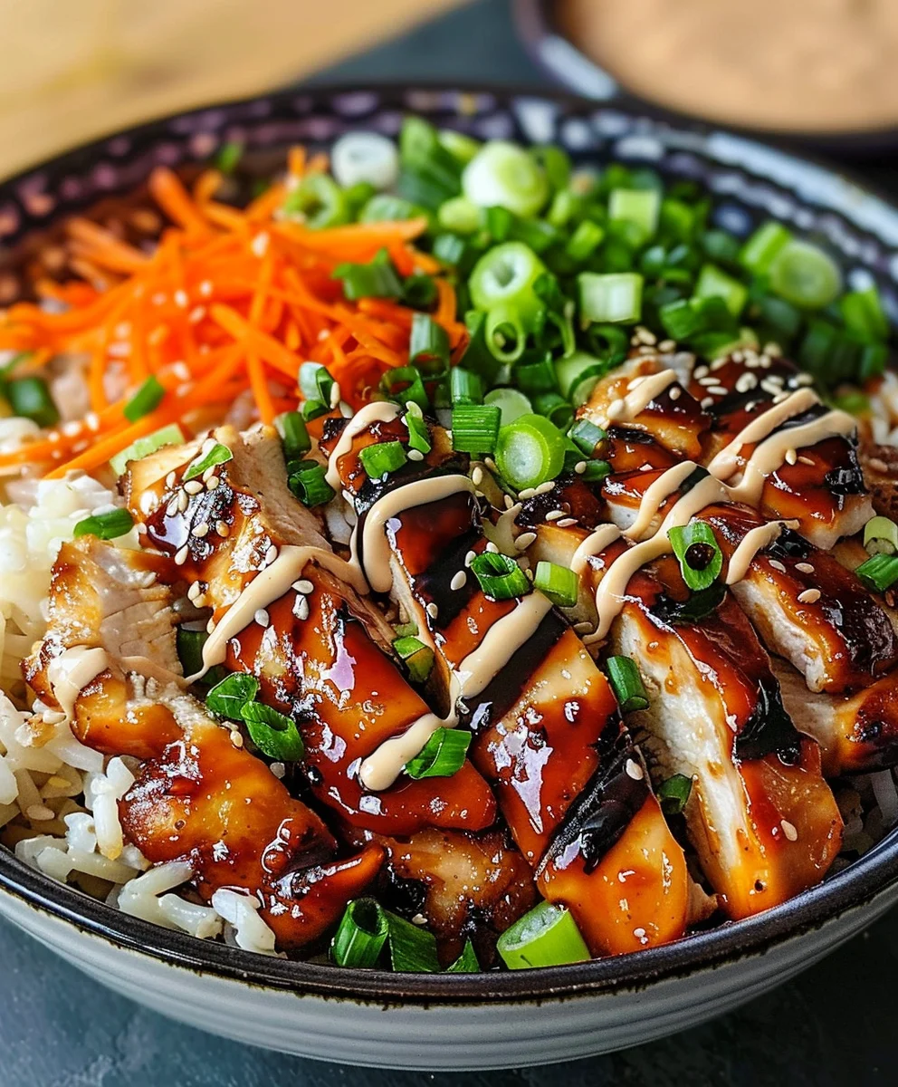 Korean BBQ Chicken Bowls mit Gochujang-Cremesauce