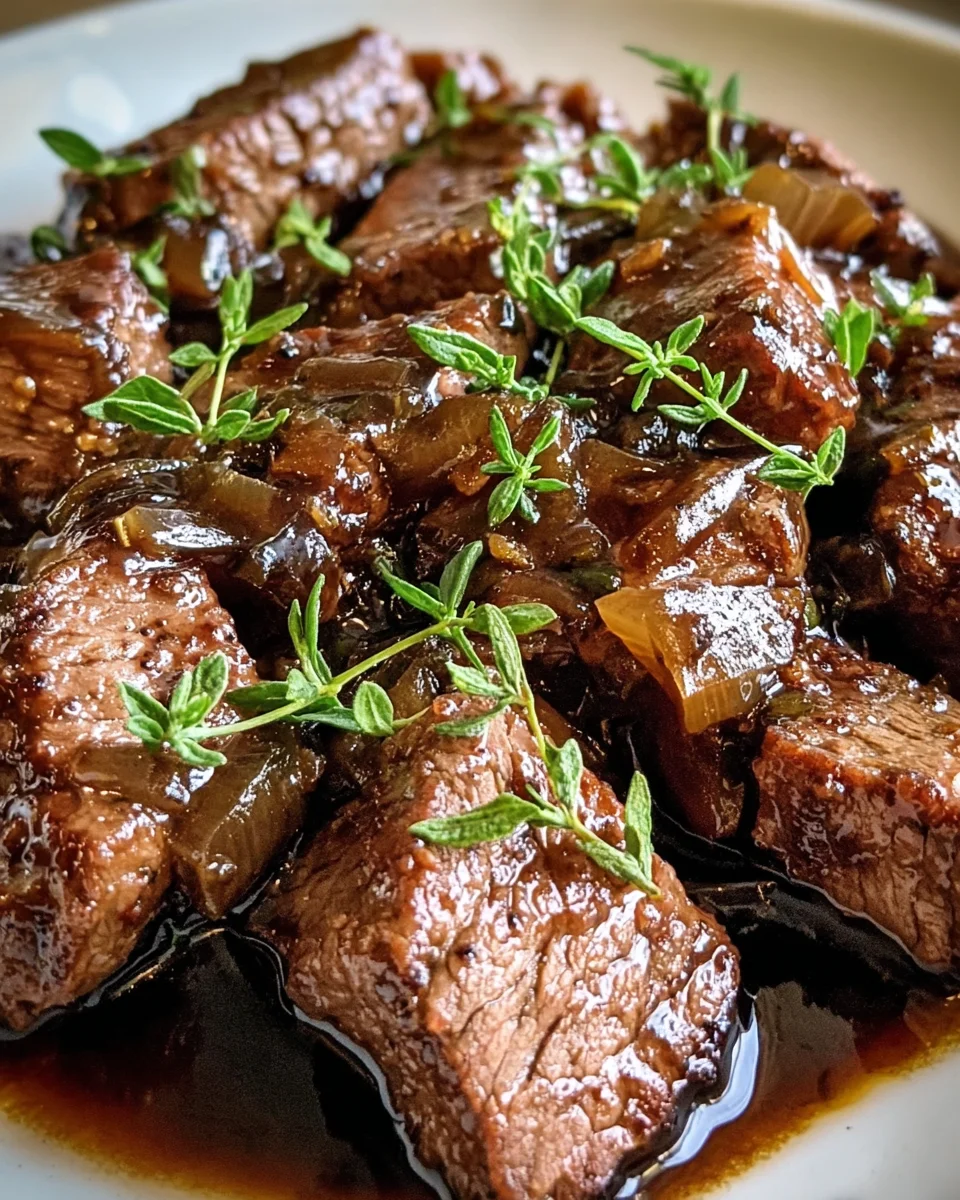 Zartes Rindfleisch in Balsamico-Zwiebel-Sauce genießen
