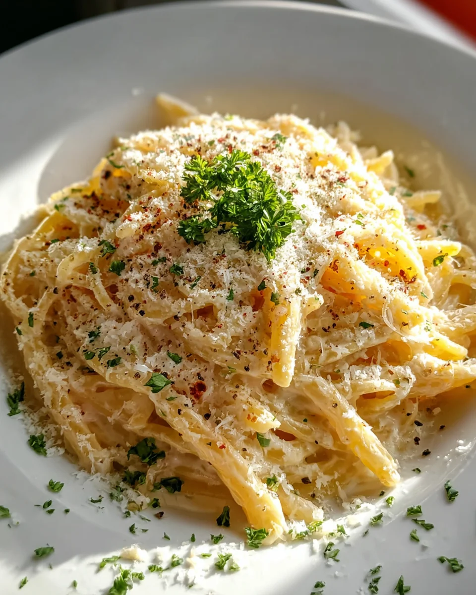 One Pot Cremige Knoblauch-Pasta: Einfach, schnell, unwiderstehlich.
