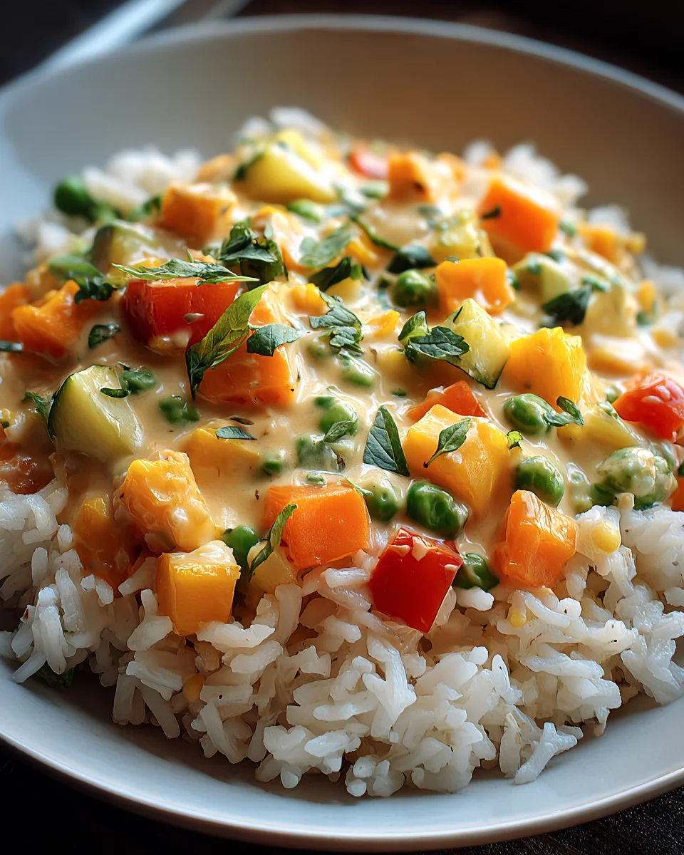 Reis mit Gemüse & Frischkäse-Sauce: Cremig & Lecker!