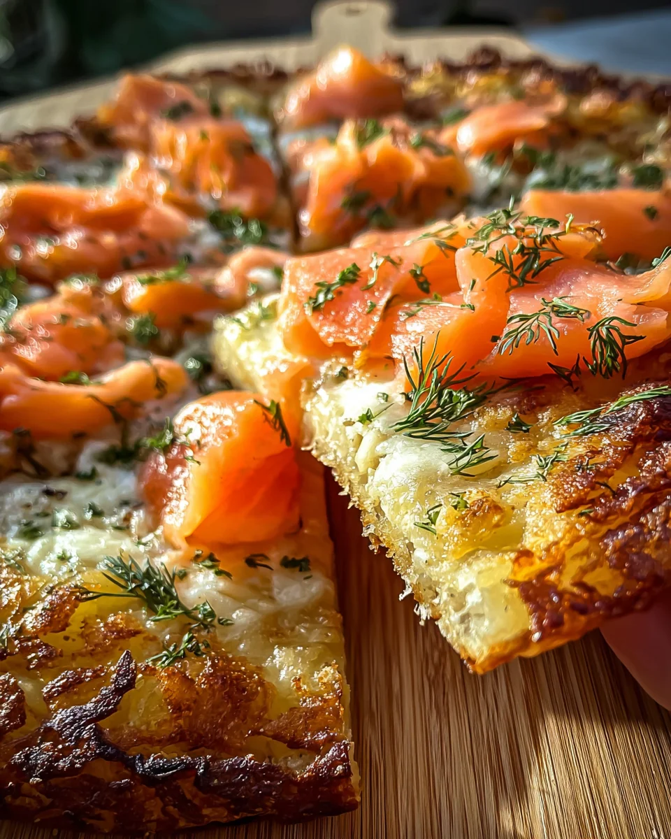 Kartoffelpizza mit Lachs: Ein unwiderstehlicher Genuss.