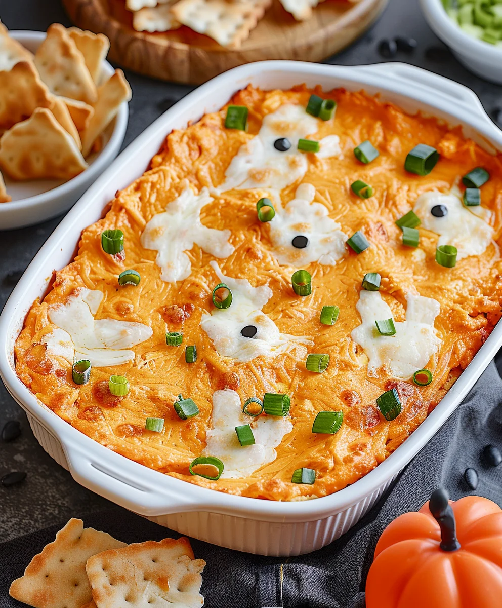 Gruseliger Halloween Buffalo Chicken Dip