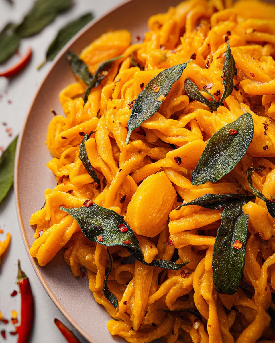 Exquisite Kürbis Scherennudeln mit Salbei, Knoblauch & Chili