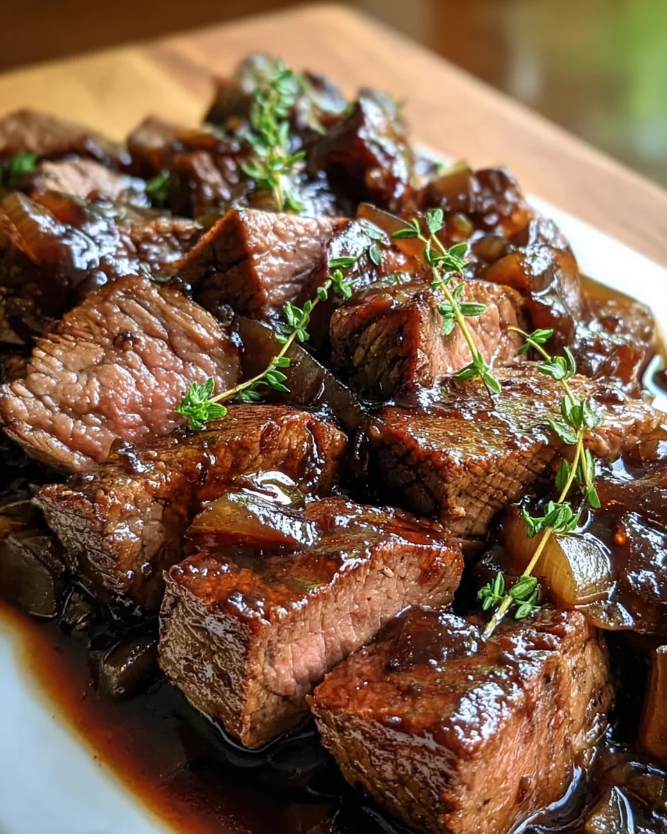 Zartes Rindfleisch in Balsamico-Zwiebel-Sauce genießen