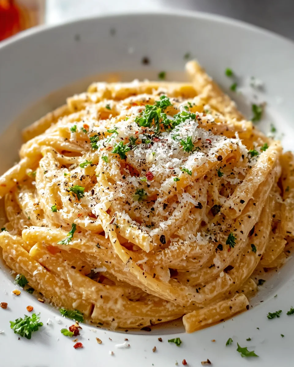 One Pot Cremige Knoblauch-Pasta: Einfach, schnell, unwiderstehlich.