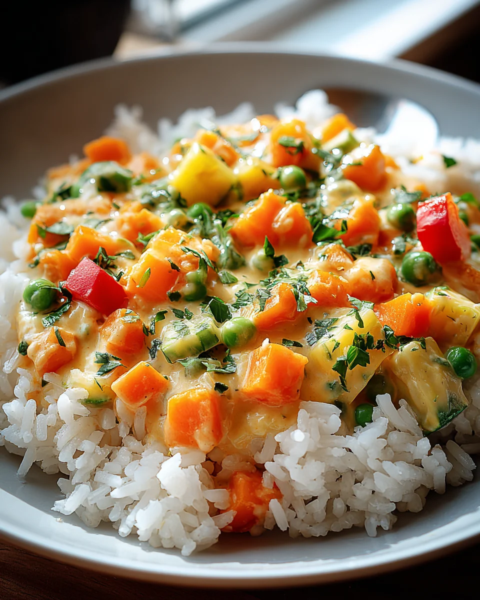 Reis mit Gemüse & Frischkäse-Sauce: Cremig & Lecker!