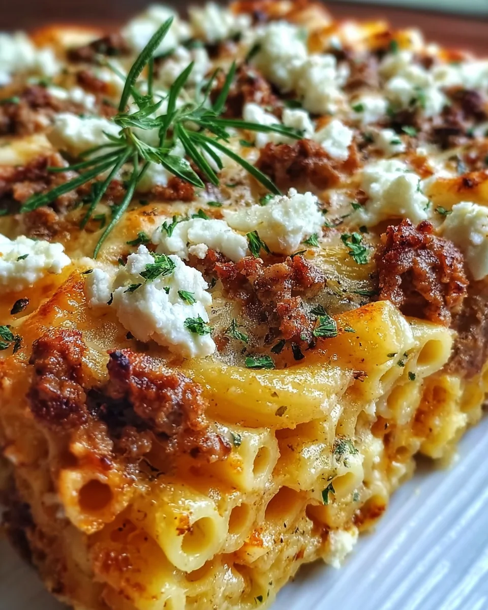 Griechischer Nudelauflauf mit Feta & saftigem Hackfleisch