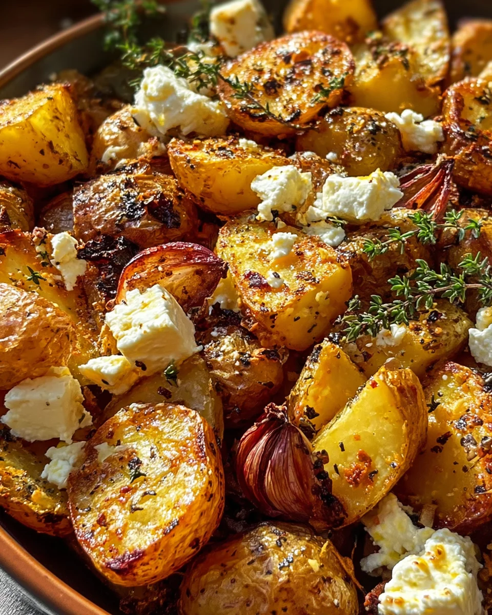 Knusprige Ofenkartoffeln mit gebackenem Feta & Knoblauch