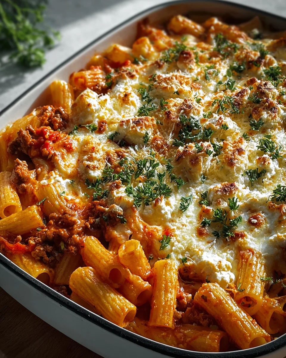 Einfacher Nudelauflauf mit Feta & Rinderhack für Genießer