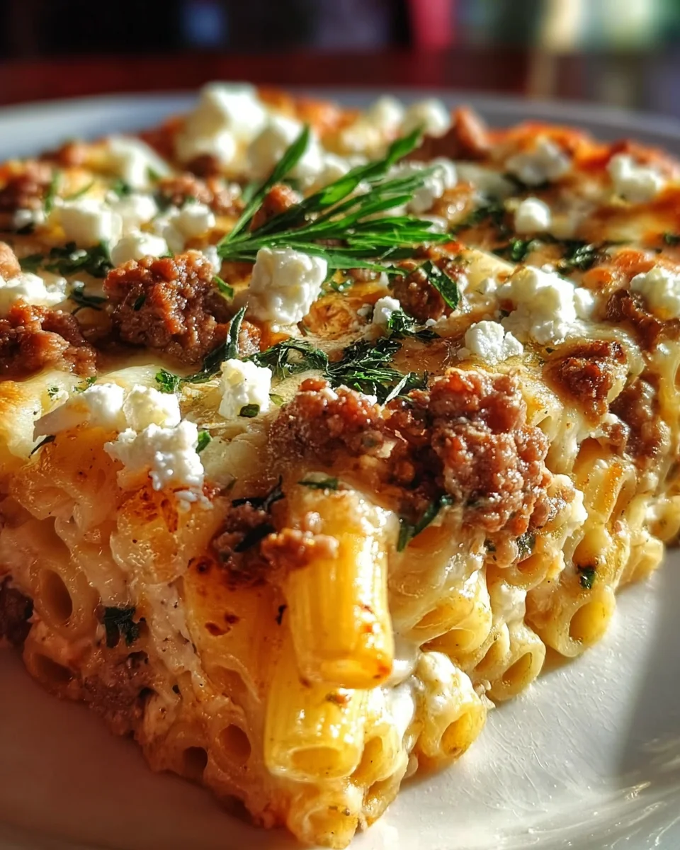 Griechischer Nudelauflauf mit Feta & saftigem Hackfleisch