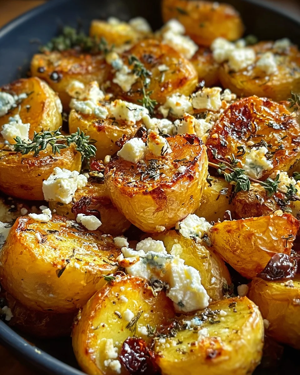 Knusprige Ofenkartoffeln mit gebackenem Feta & Knoblauch