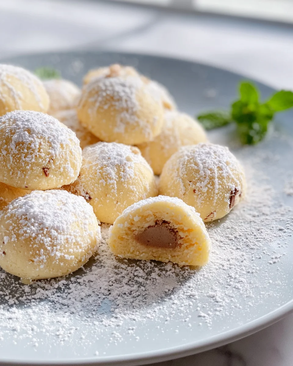 Vanillekipferl Kugeln mit unwiderstehlichem Marzipan Nougat