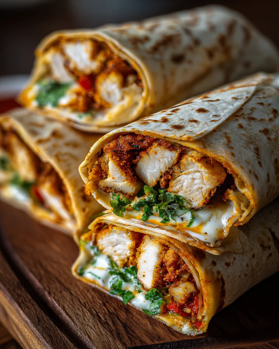 Knusprige Hähnchen-Mozzarella-Wraps aus der Heißluftfritteuse