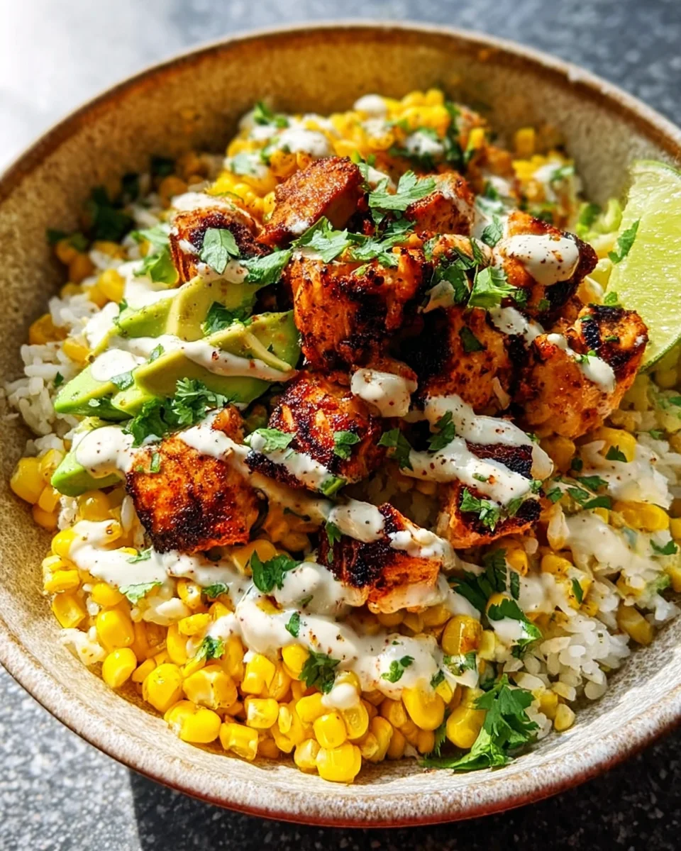 Würzig-frische Street Corn Hähnchen-Reis-Bowls selber machen
