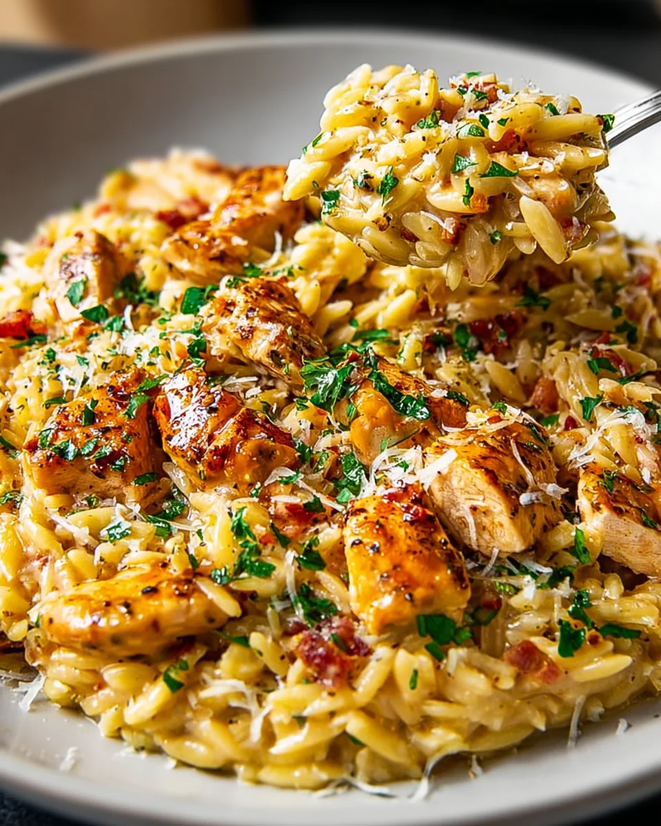 One Pot Cajun Hähnchen Alfredo Orzo – Jeder Bissen ein Genuss!