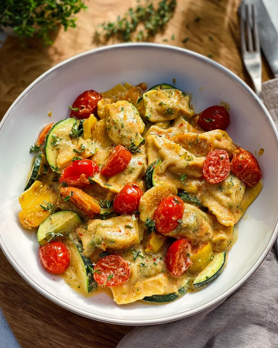 Leckere Cremige Maultaschenpfanne mit Zucchini & Tomaten