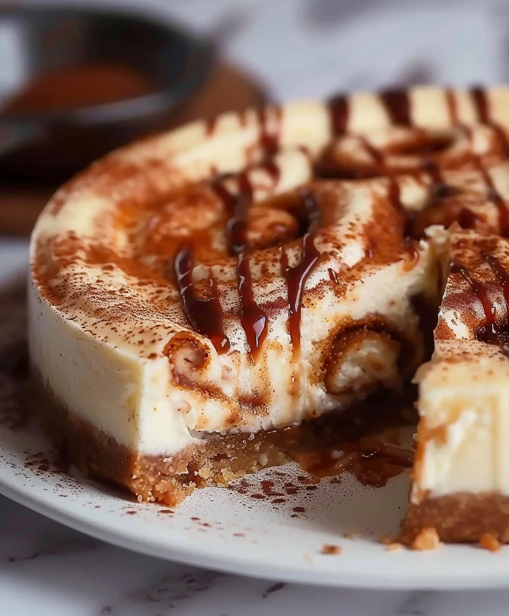 Zimtschnecken Käsekuchen mit Keksboden