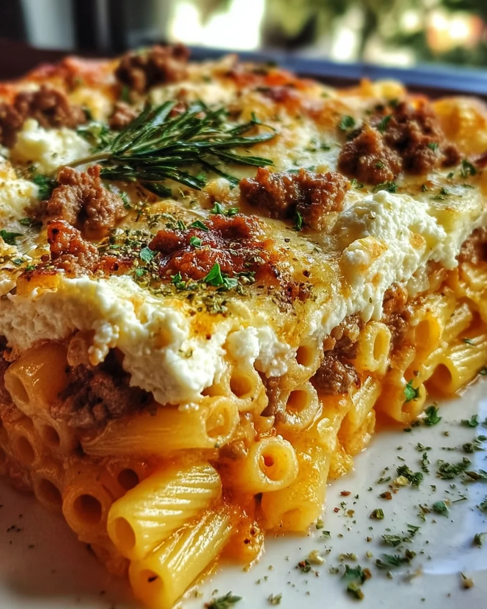 Griechischer Nudelauflauf mit Feta & saftigem Rinderhack