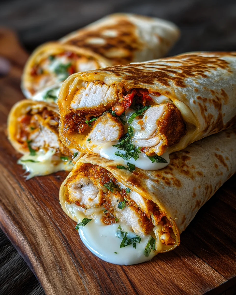Knusprige Hähnchen-Mozzarella-Wraps aus der Heißluftfritteuse