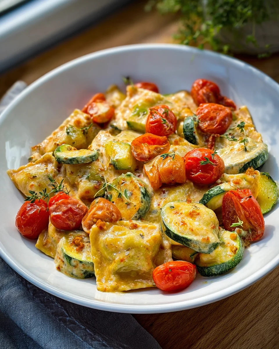 Leckere Cremige Maultaschenpfanne mit Zucchini & Tomaten