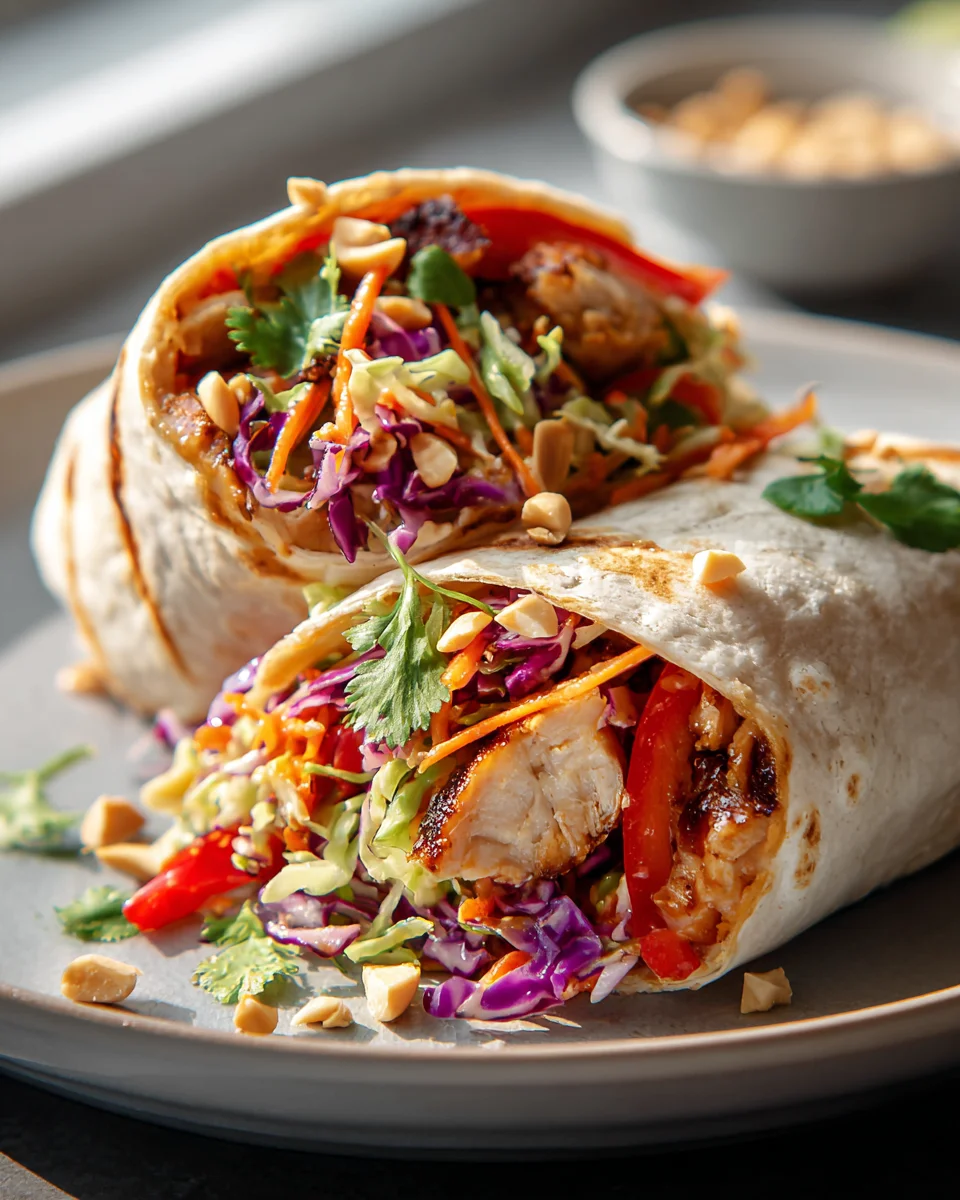 Thai Chicken Wrap mit knusprigem asiatischem Slaw Rezept