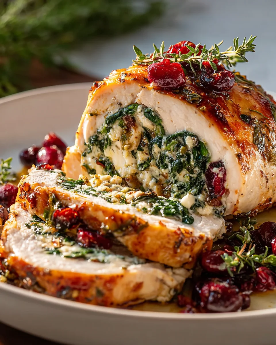 Spinach Cranberry Stuffed Chicken Breasts
