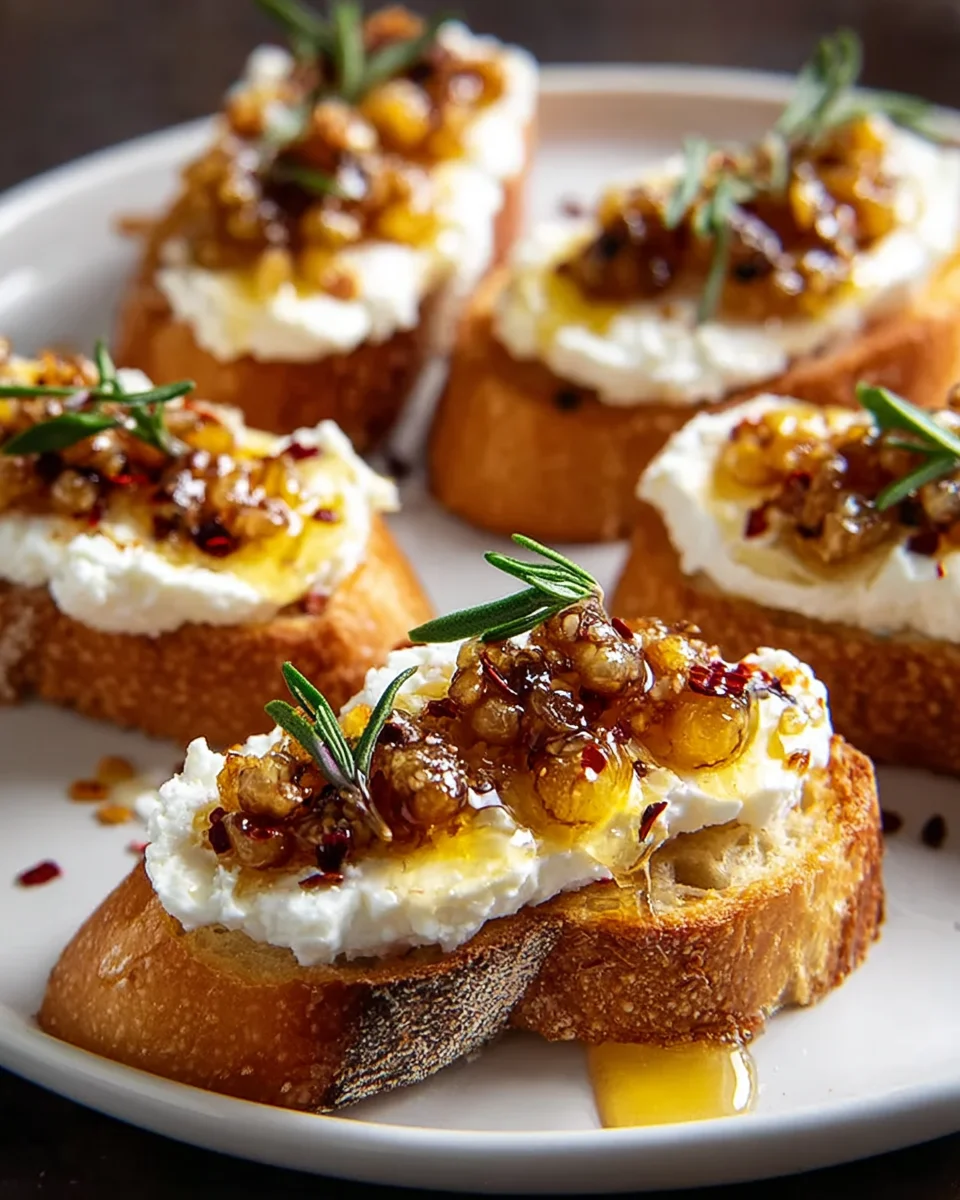 Whipped Feta Crostini mit heißem Honig - Ein Genuss!