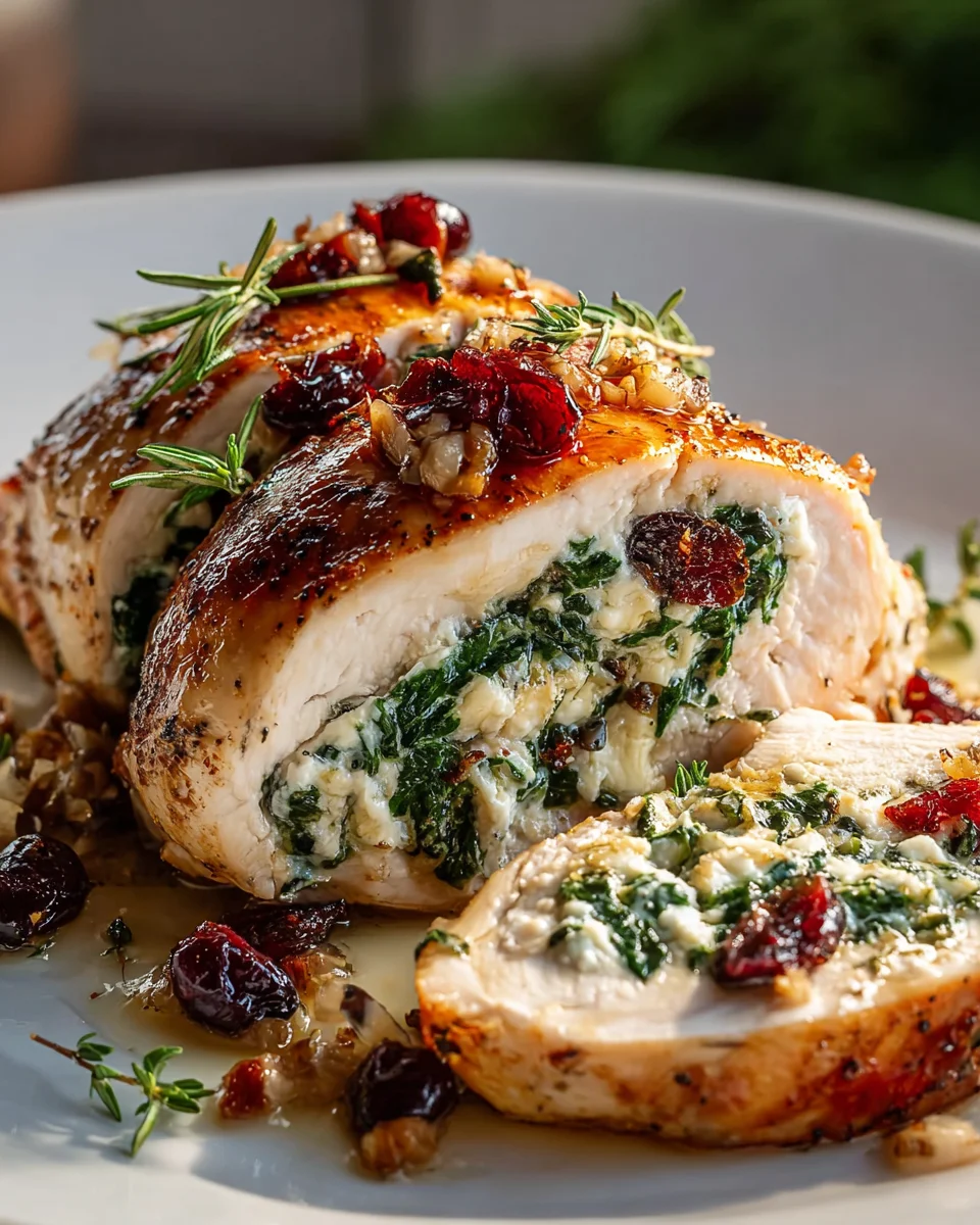 Spinat-Preiselbeer gefüllte Hähnchenbrust – gesund & lecker!