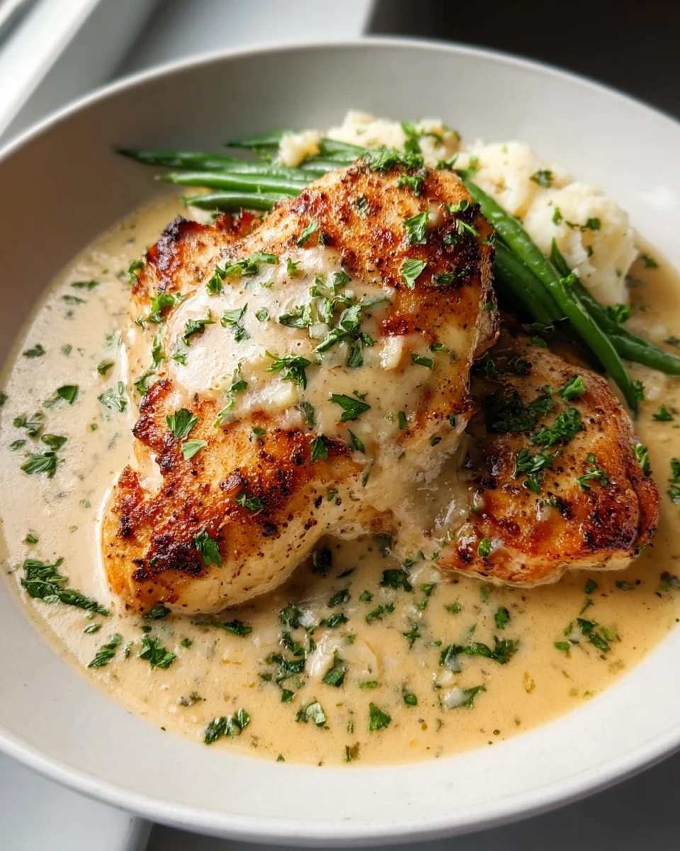 Cremiges Knoblauch-Parmesan-Hühnchenbrust Rezept delikat!