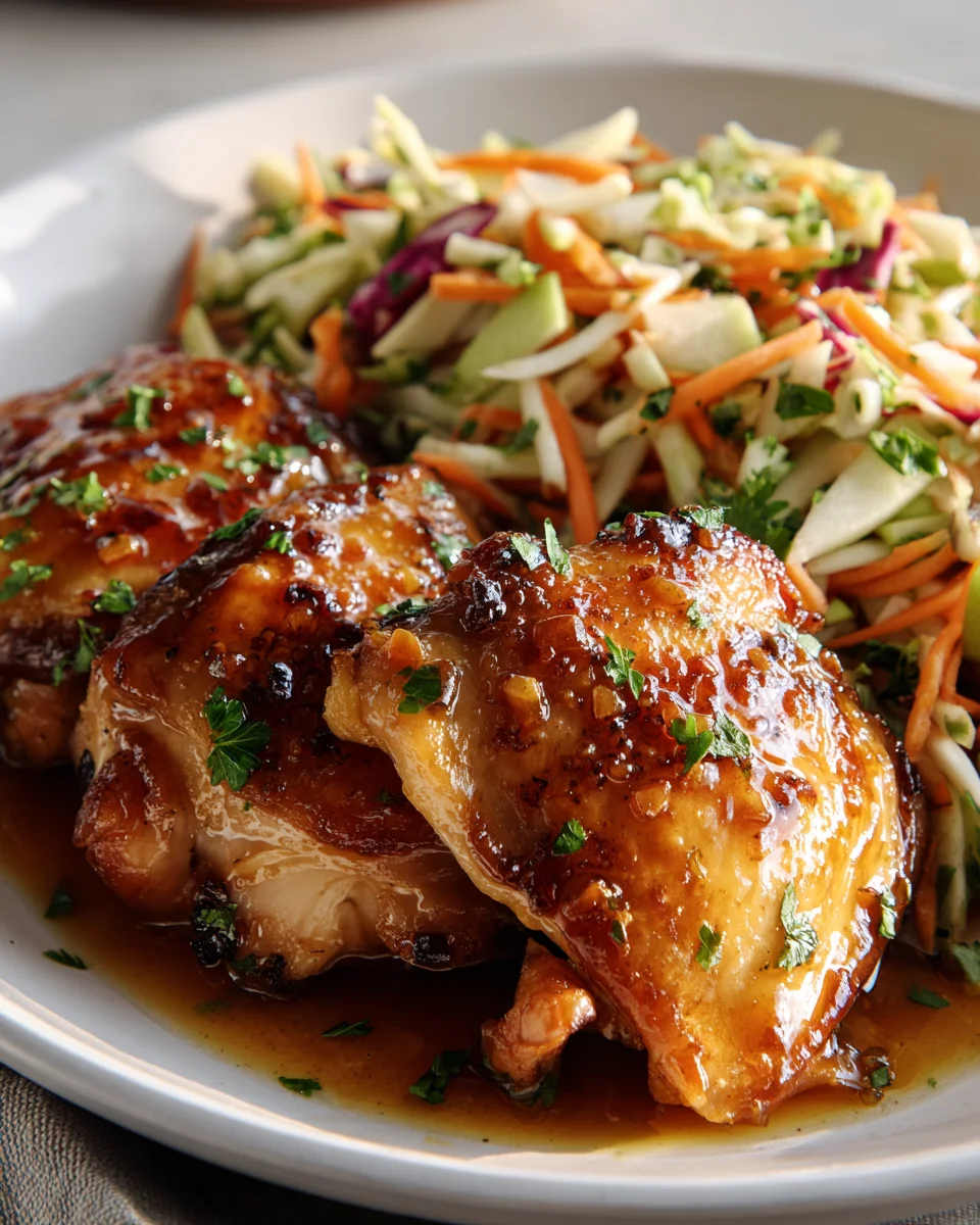 Klebriges Apfelwein-Hähnchen mit knackigem Herbst-Salat