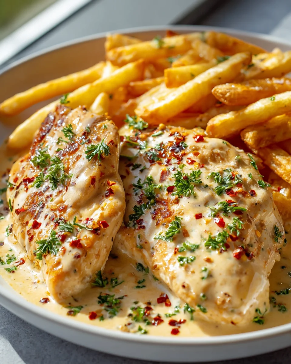 Hähnchenfilet in würziger, cremiger Knoblauch-Parmesan-Sauce