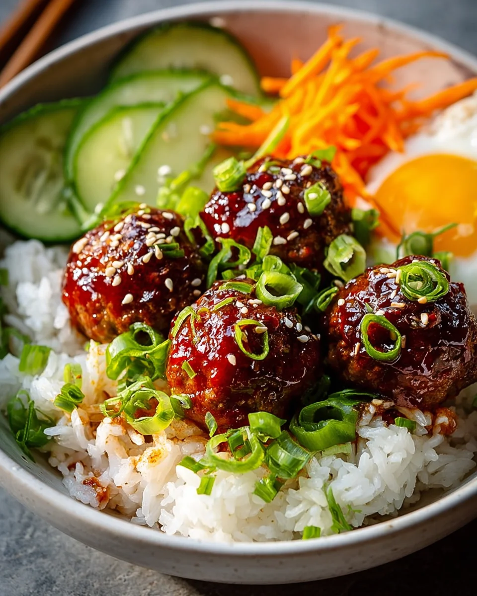Leckere Korean BBQ Beef Frikadellen Reis-Bowls Rezept