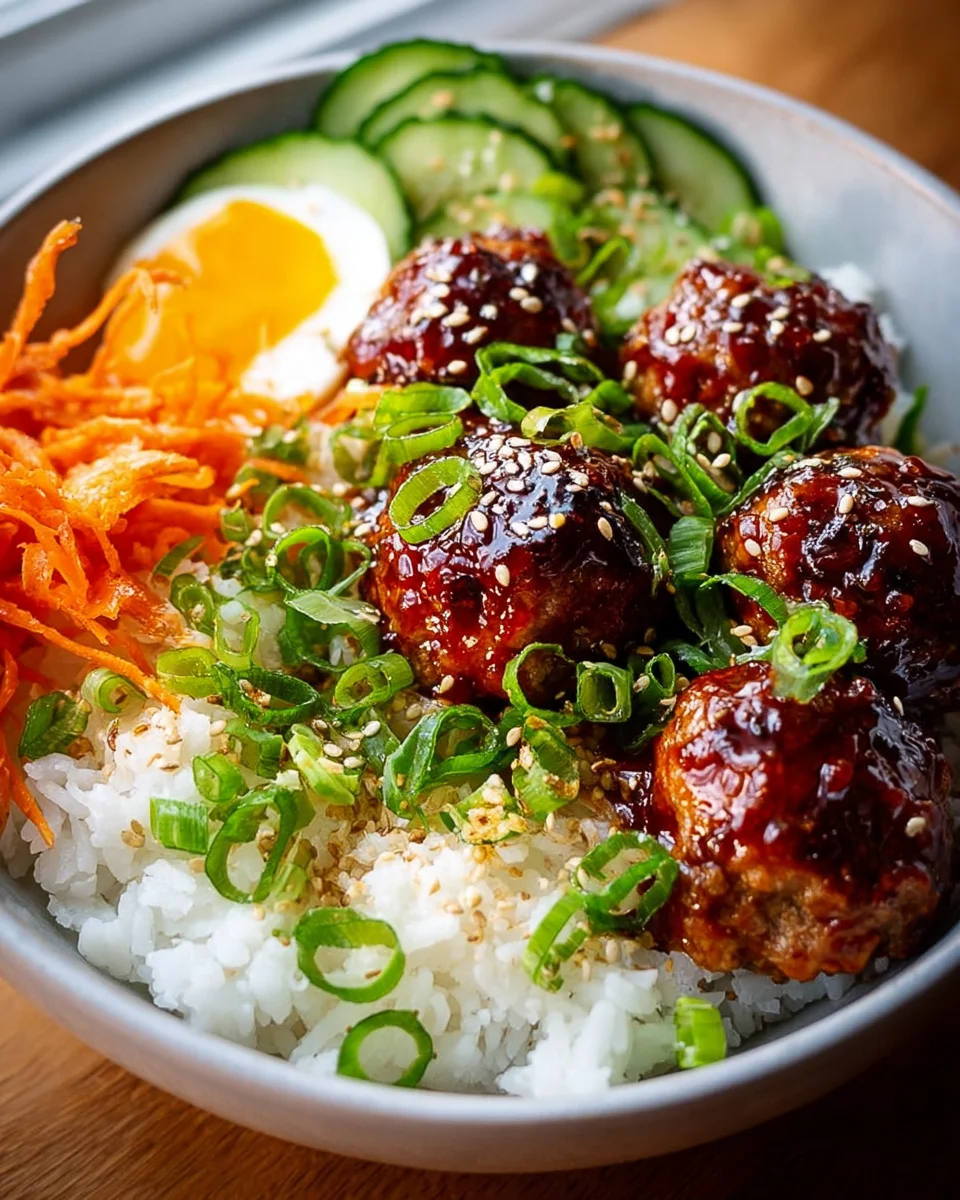 Leckere Korean BBQ Beef Frikadellen Reis-Bowls Rezept