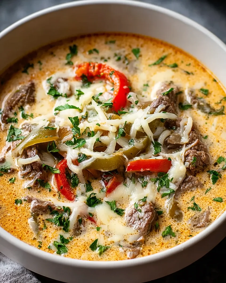 Creamy Philly Cheese Steak Soup