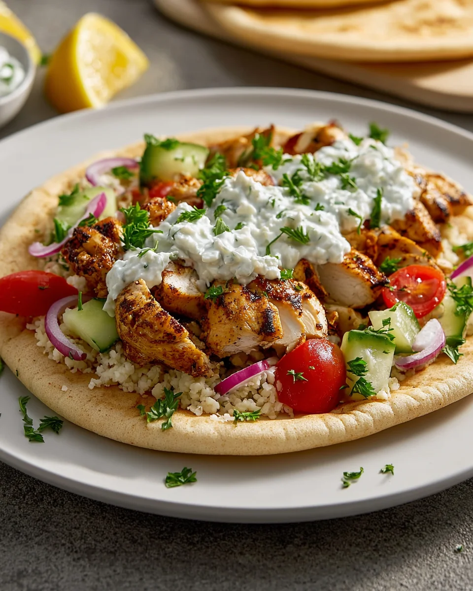 Mediterranes Hähnchen-Gyros mit cremigem Feta-Tzatziki Rezept