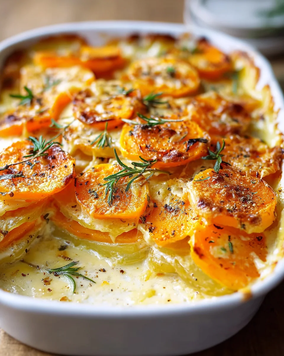 Cremiger Kürbis Kartoffel Auflauf – herzhaft und einfach lecker!