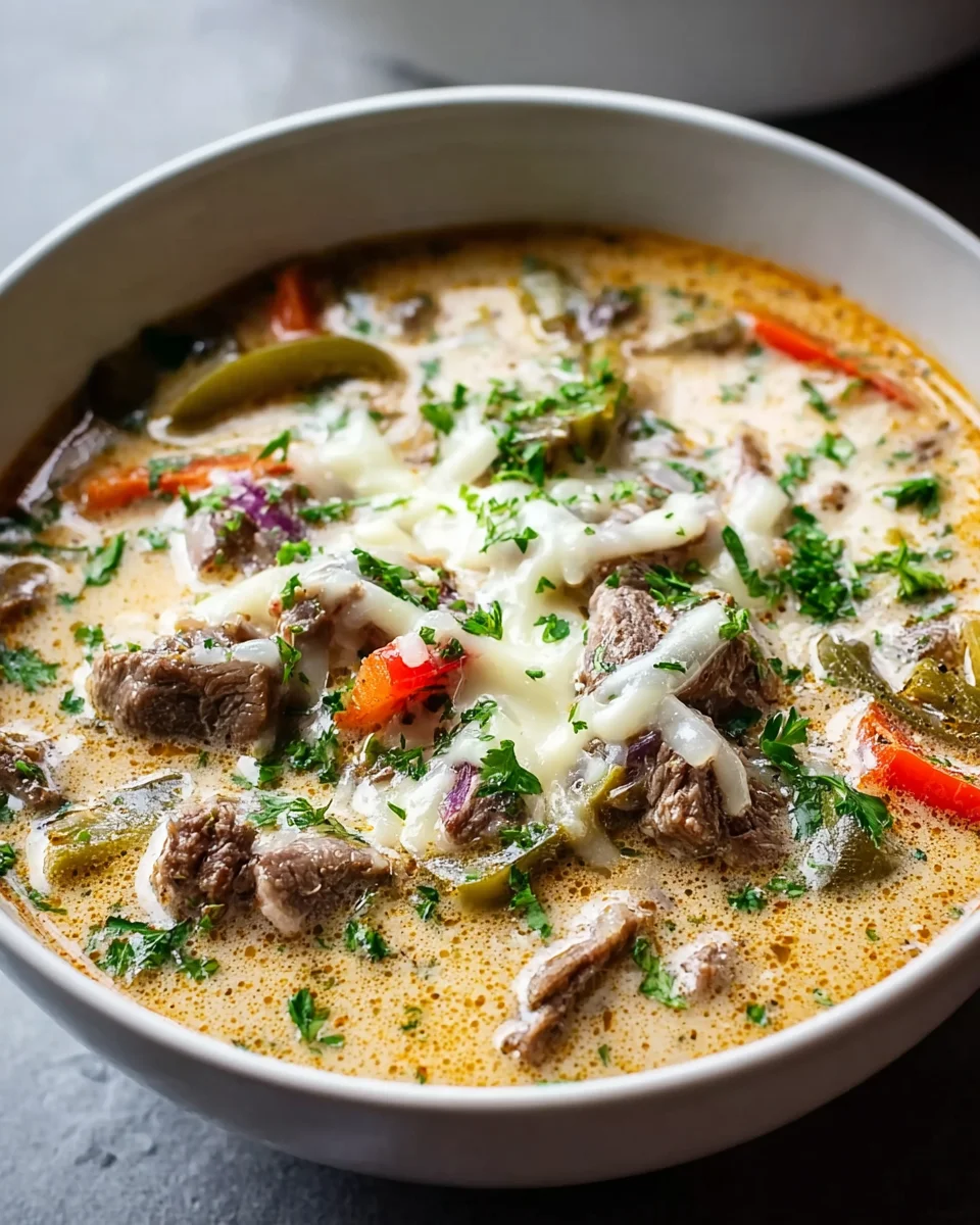 Cremige Philly Cheese Steak Suppe – Herzhaft und lecker!