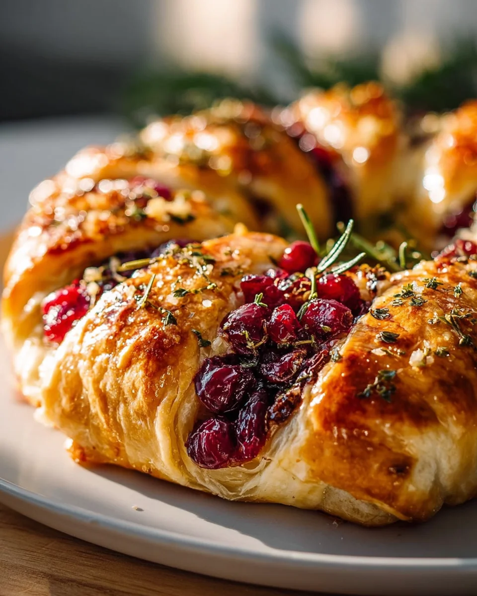 Brie Cheese And Cranberry Christmas Wreath