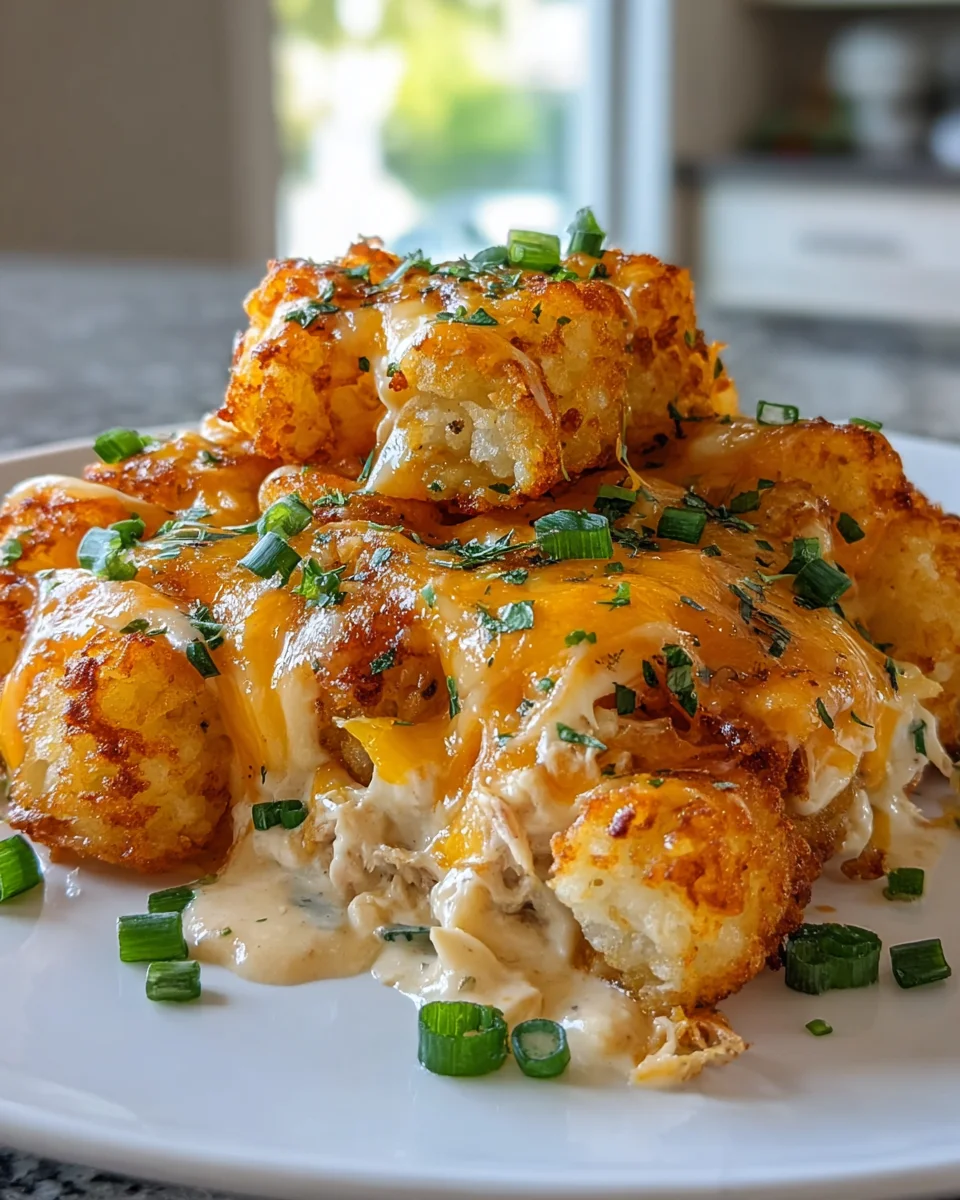 Cheddar Ranch Chicken Tater Tot Bake