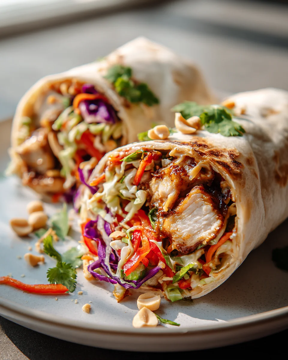Thai Chicken Wrap mit knusprigem asiatischem Slaw