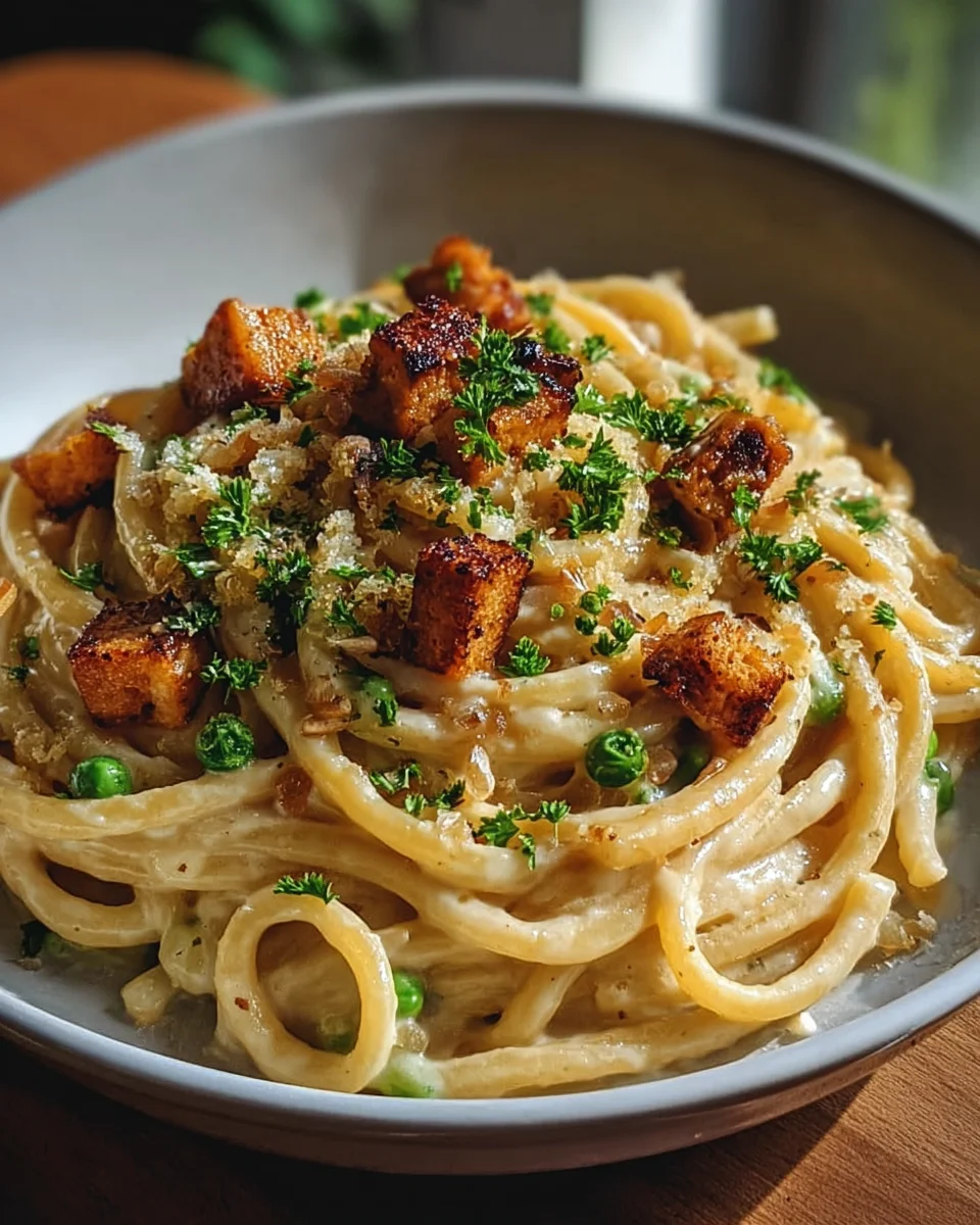 Geraeucherte Tofu Carbonara